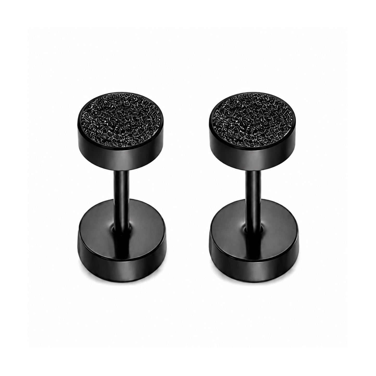 Black Textured Dot Flat Back Stud Earrings