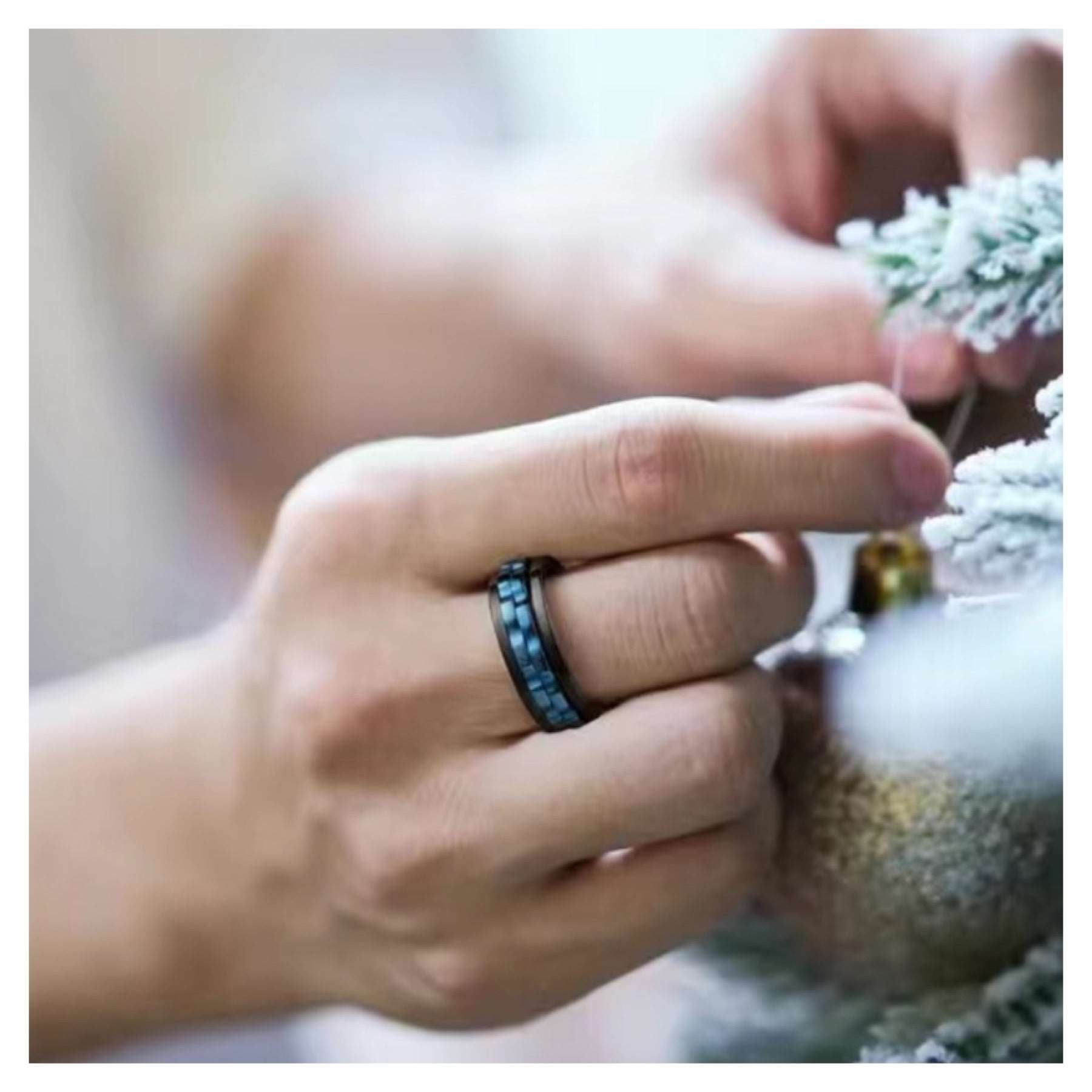 Black & Blue Spinning Gears Anxiety Fidget Ring