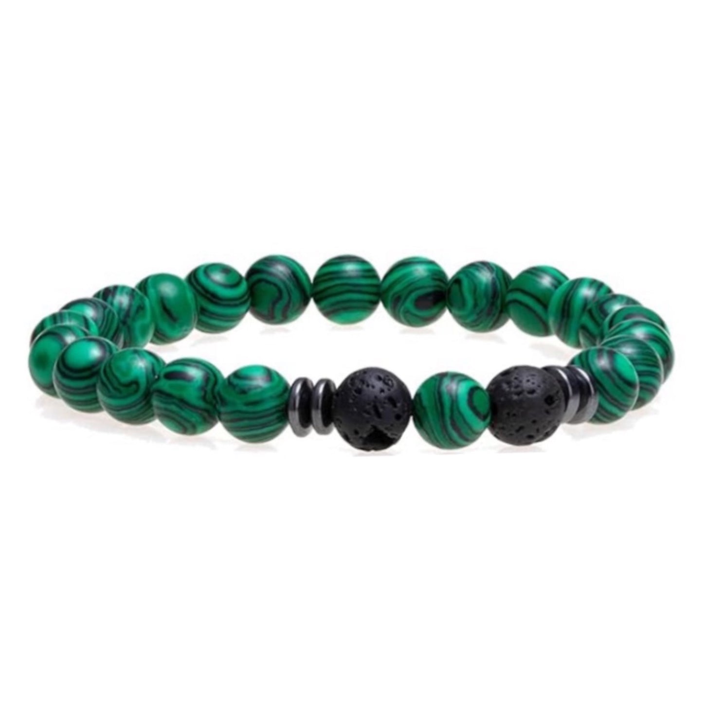 Malachite and Lava Stone Bracelet