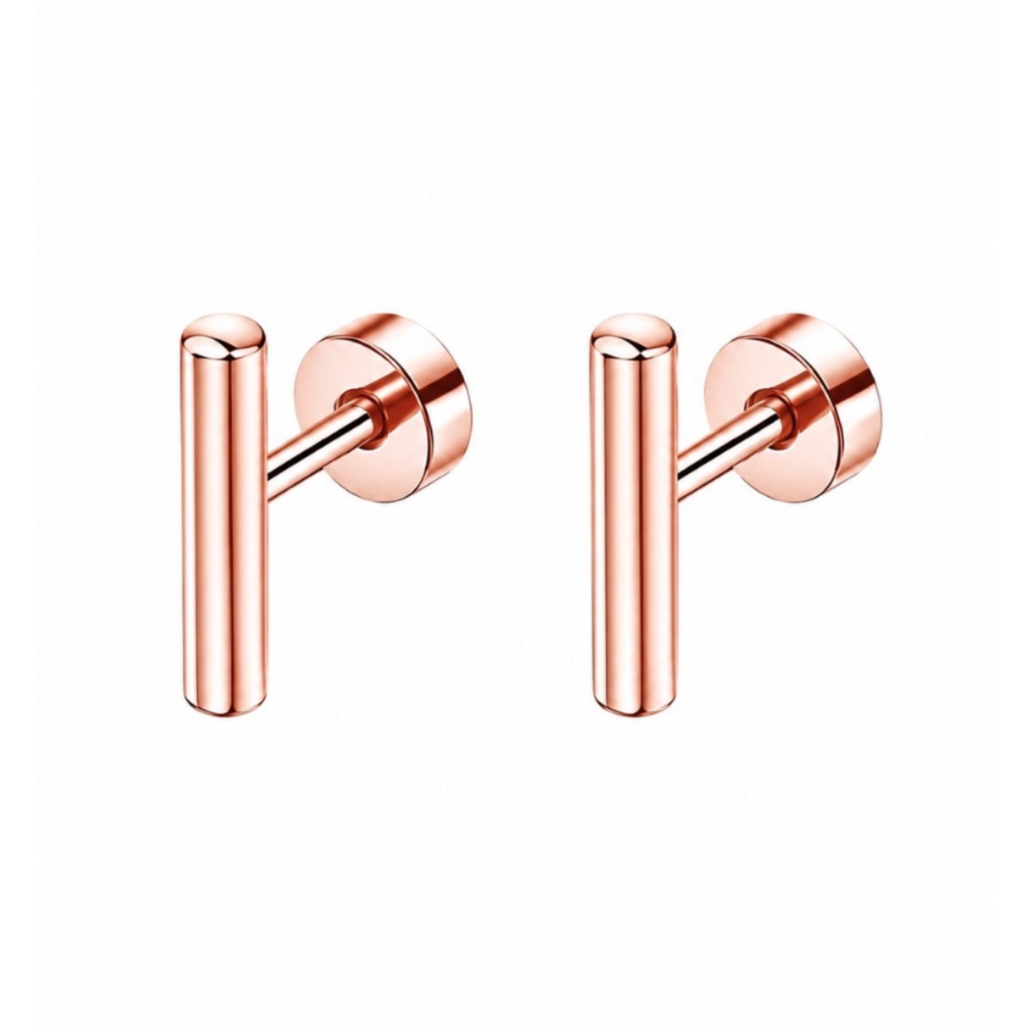 Rose Gold Bar Flat Back Stud Earrings