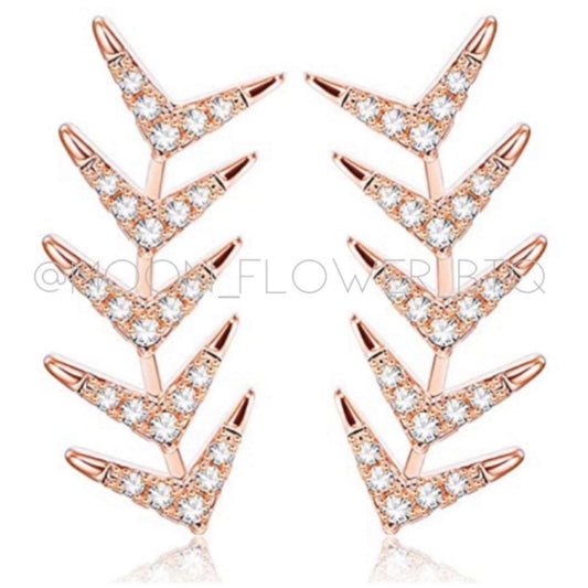 Rose Gold CZ Crawler Earrings