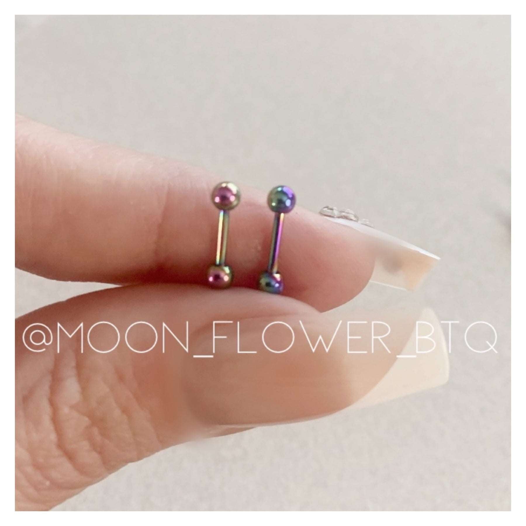 Tiny Rainbow Barbell Earrings