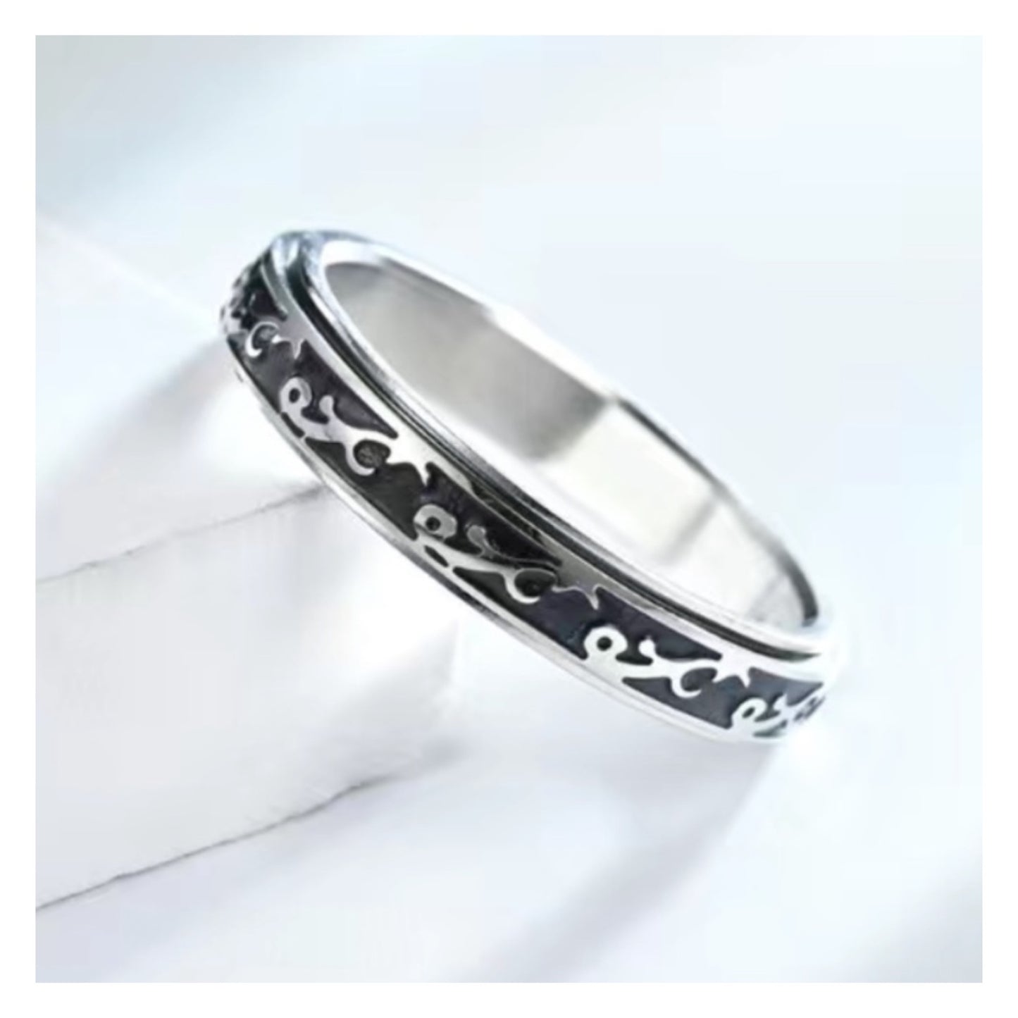 Tribal Stainless Steel Anxiety Fidget Spinner Ring