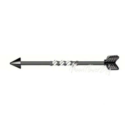 Black Crystal Arrow Industrial Piercing Barbell Earring