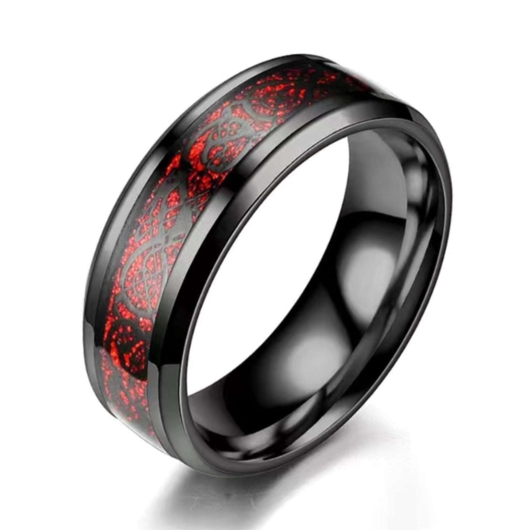 Red and Black Tribal Dragon Ring