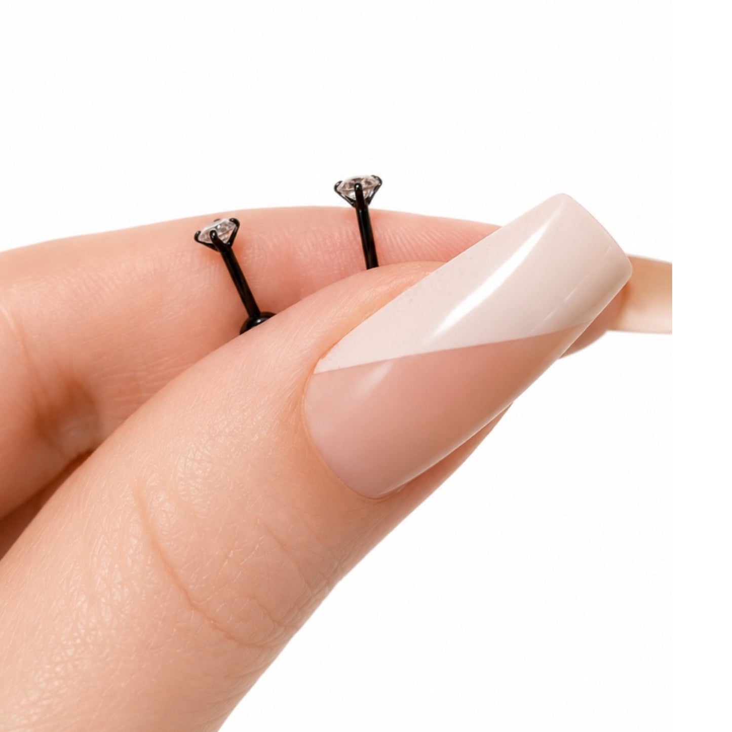 Black Clear CZ Barbell Earrings – 18G 3mm
