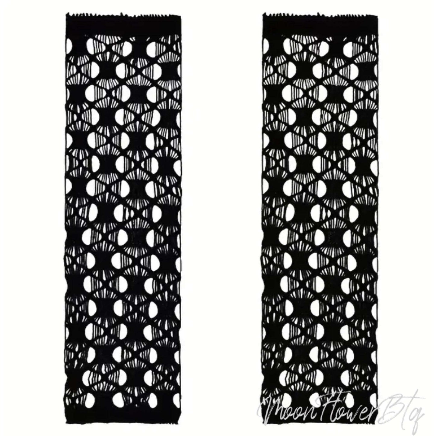 Black Cutout Fishnet Long Fingerless Gloves