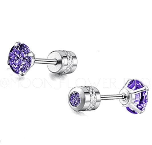 Dark Purple CZ Double Ended Cartilage Earrings