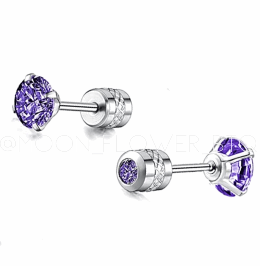 Dark Purple CZ Double Ended Cartilage Earrings