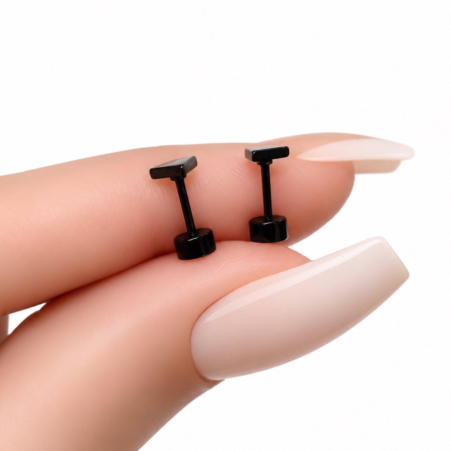 Black Triangle Flat Back Stud Earrings
