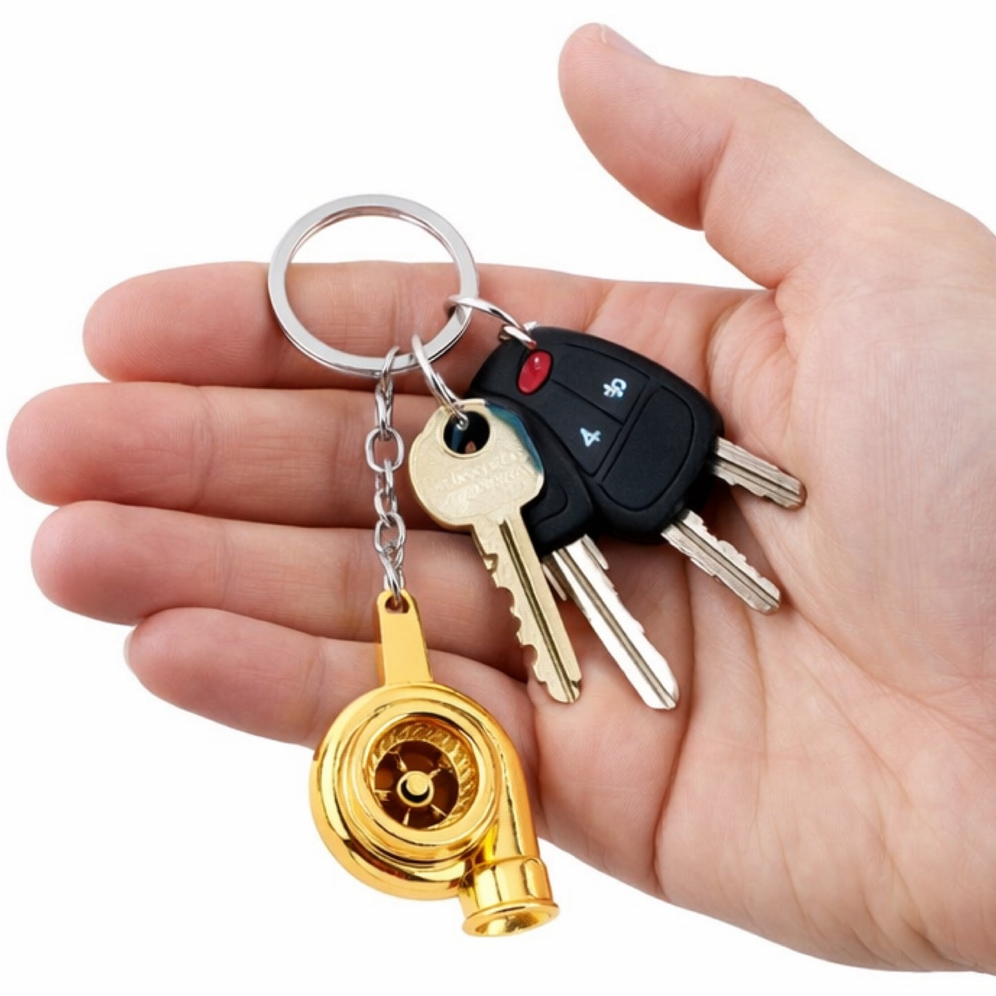 Gold Automotive Car Turbocharger Keychain Key Ring