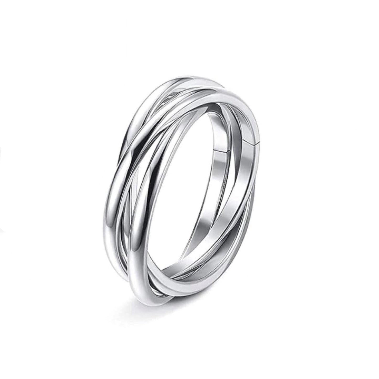 Triple Interconnected Stainless Steel Anxiety Fidget Ring