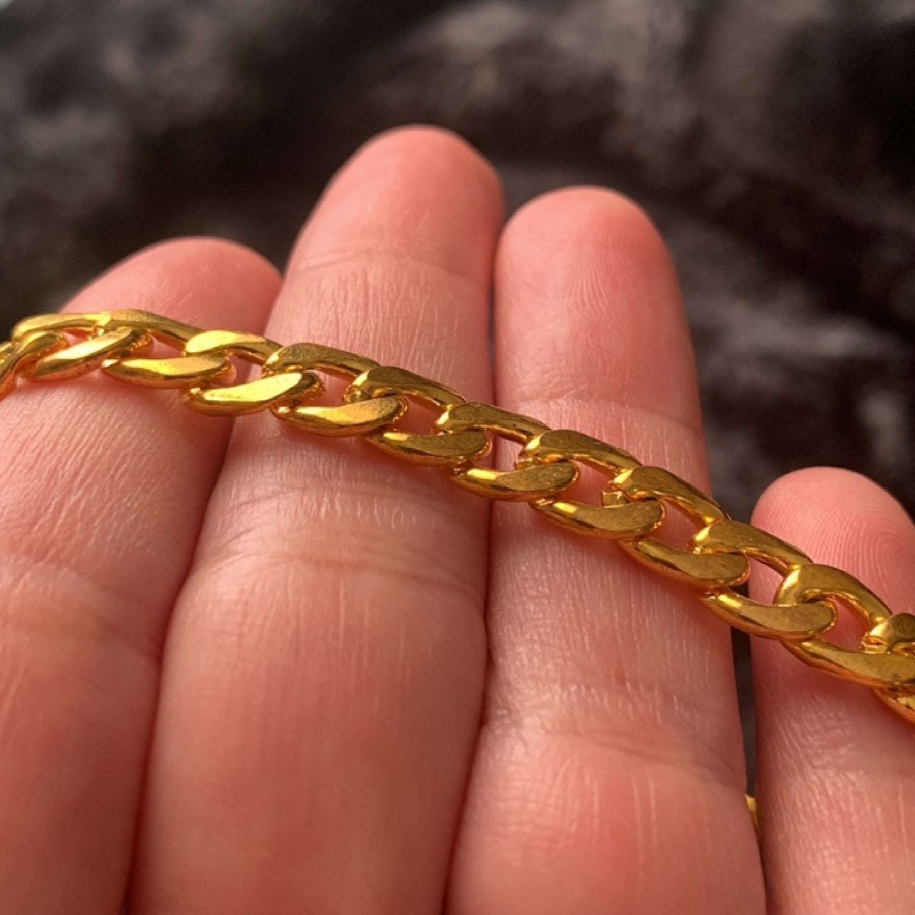 Gold Stainless Steel Cuban Chain Bracelet