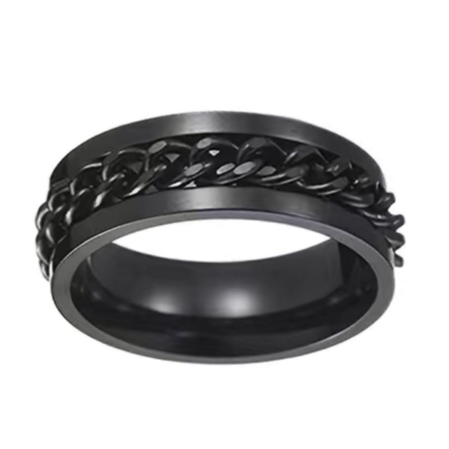 Black Chain Anxiety Fidget Spinner Ring