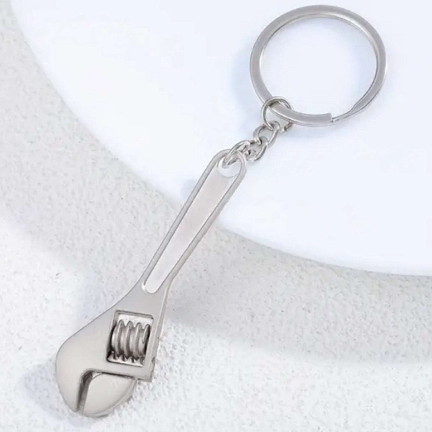 Silver Metal Crescent Wrench Keychain