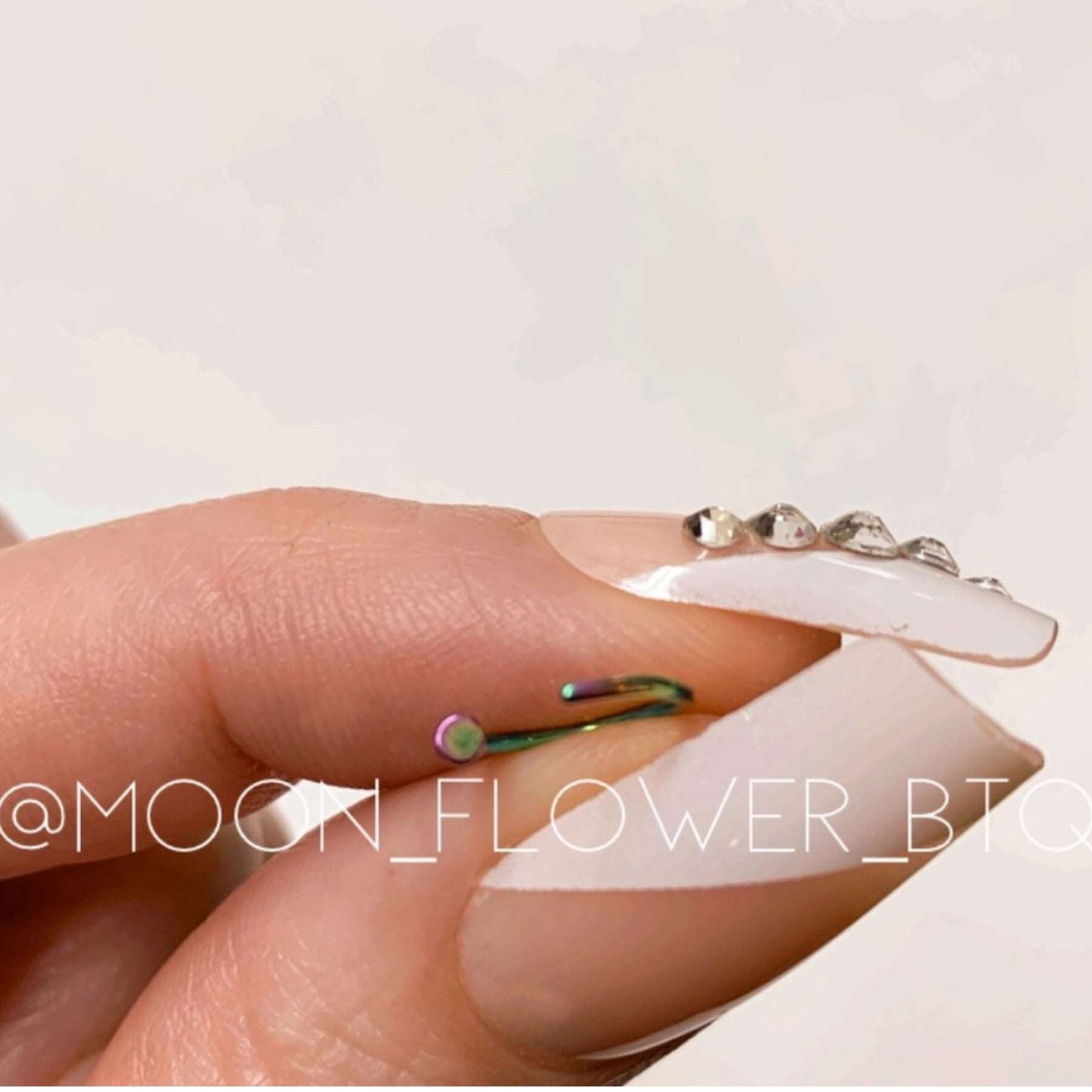 Rainbow Nailhead Fixed Half Hoop Nose Ring