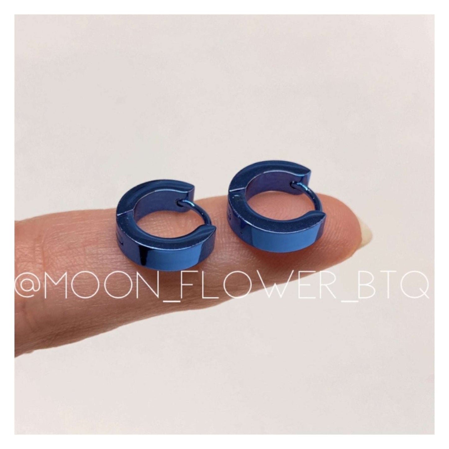 Blue Huggie Hoop Earrings