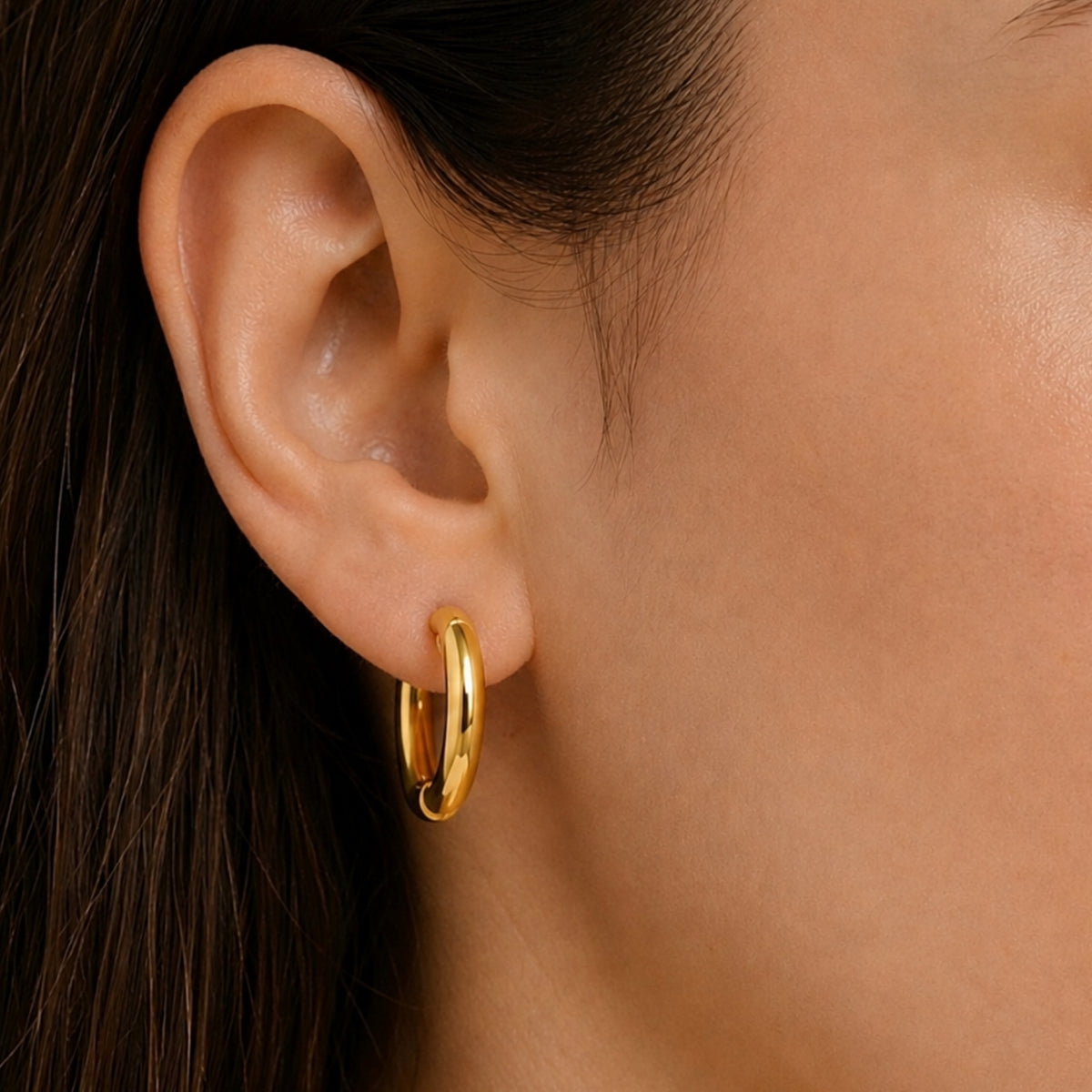 Gold Hinged Huggie Hoop Earrings 16mm