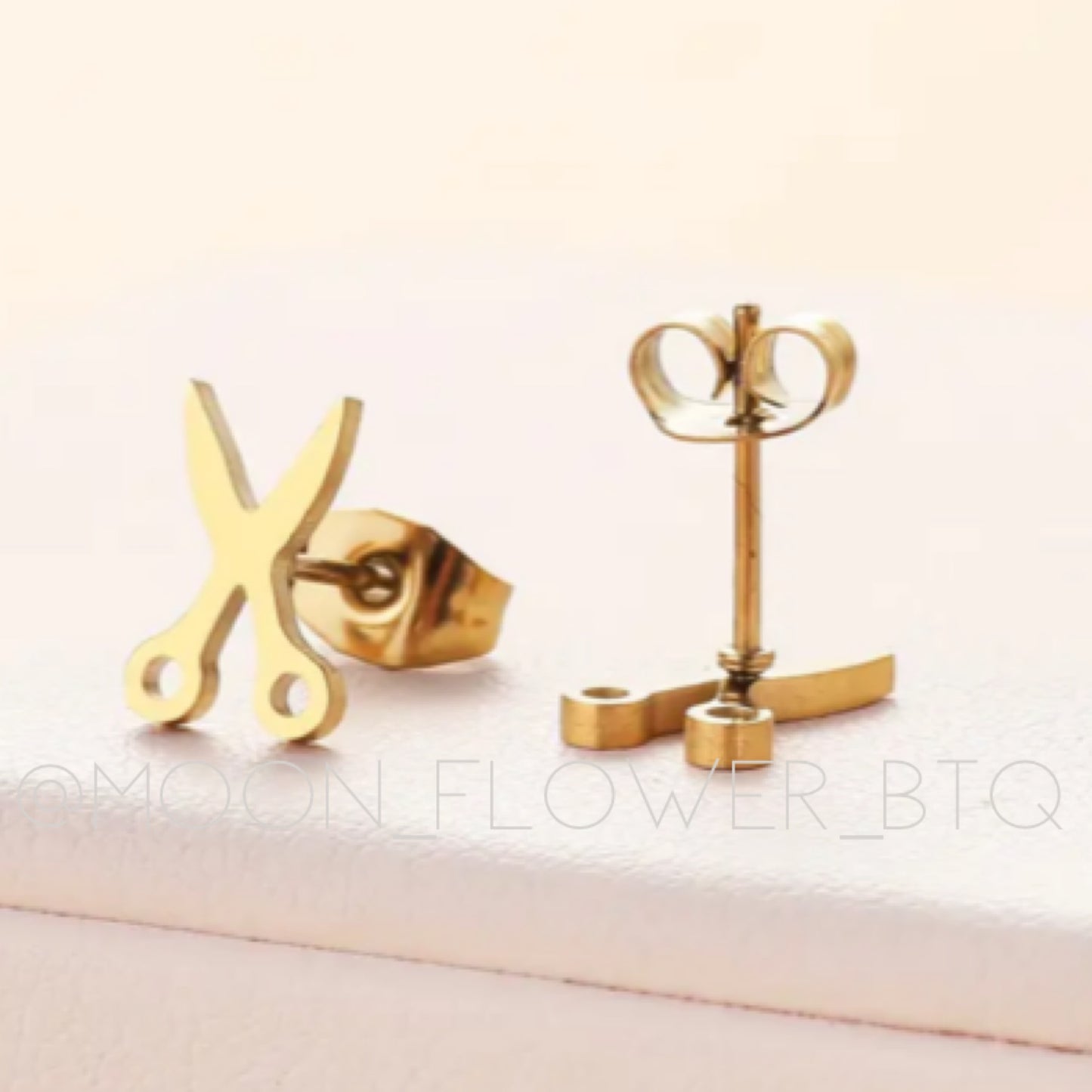 Tiny Gold Scissors Stud Earrings