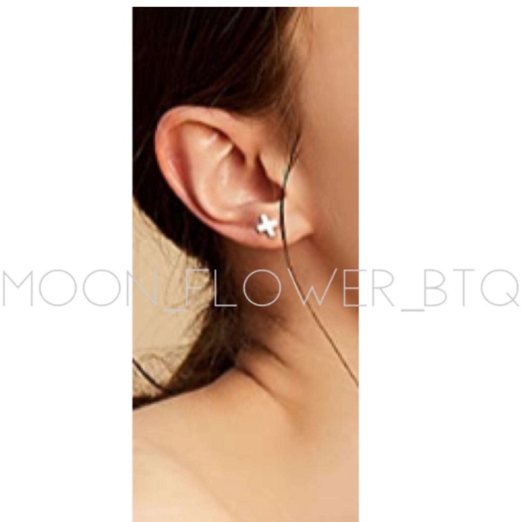 Silver X Flat Back Stud Earrings