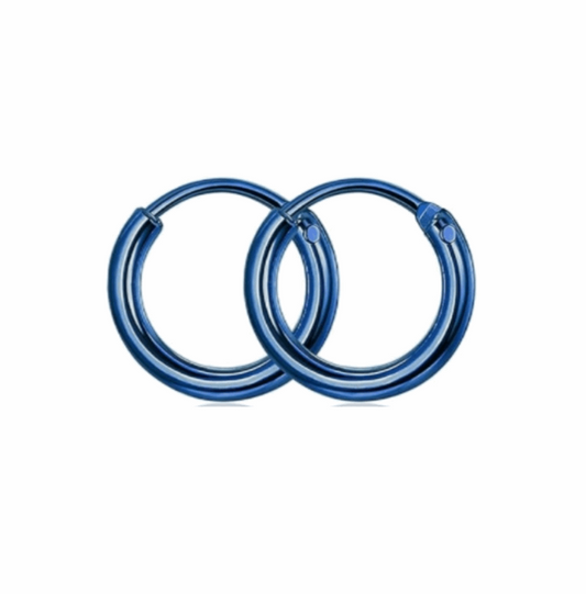 Blue Huggie Hoop Earrings