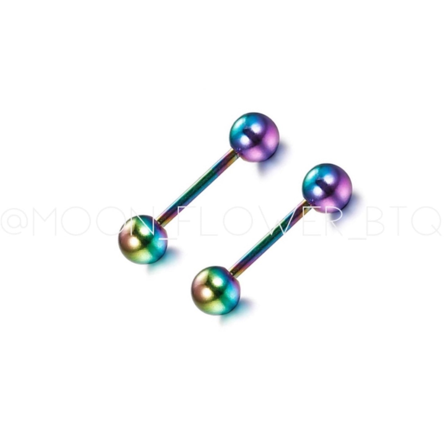 Tiny Rainbow Barbell Earrings