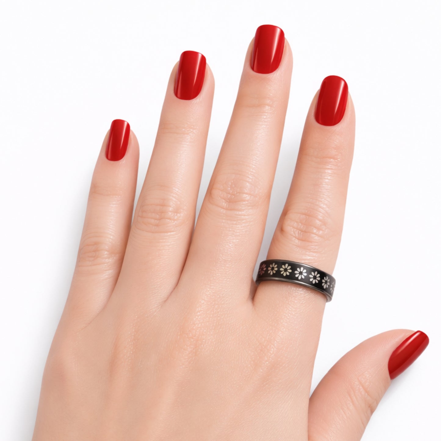 Stainless Steel Daisy Spinner Ring
