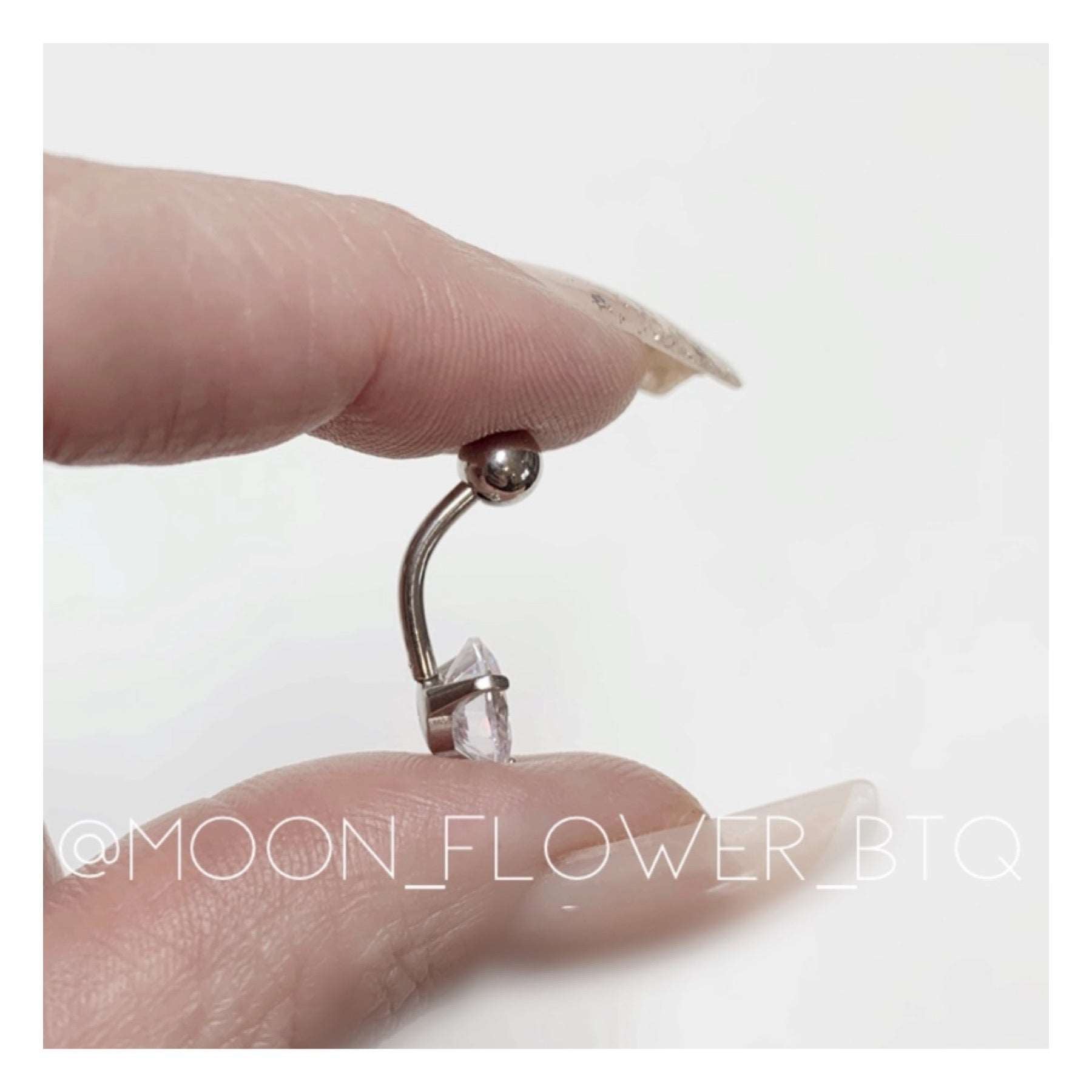 Silver CZ Belly Button Navel Ring