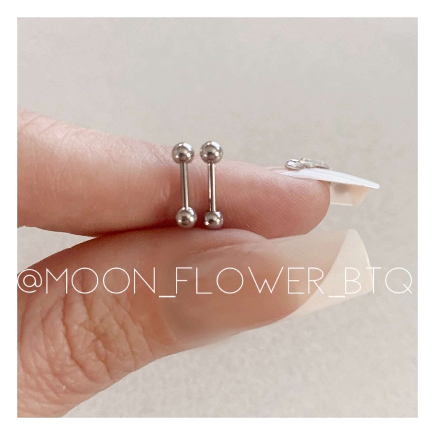 Tiny Silver Barbell Earrings 3mm