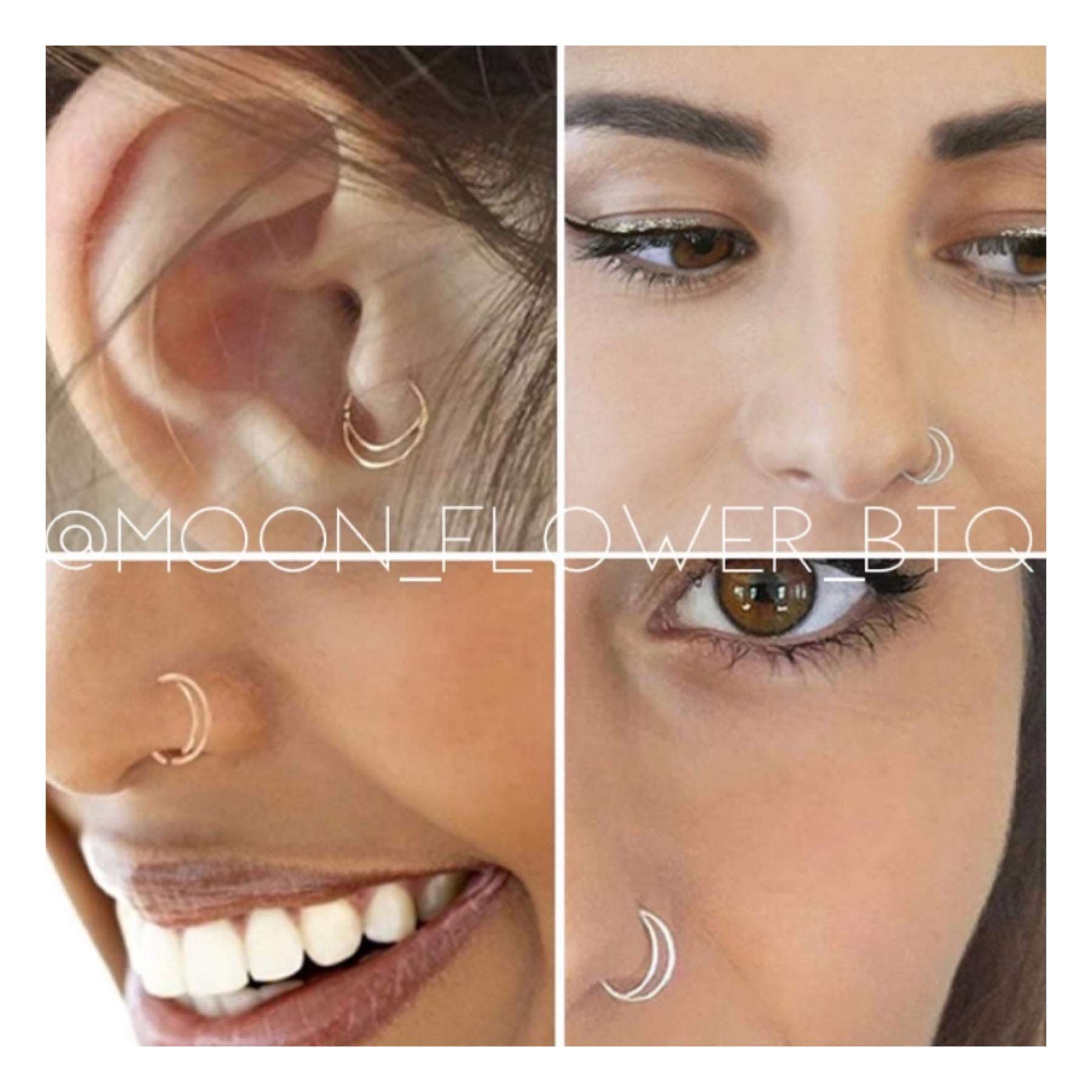 Black Crescent Moon Fixed Hoop Nose Ring