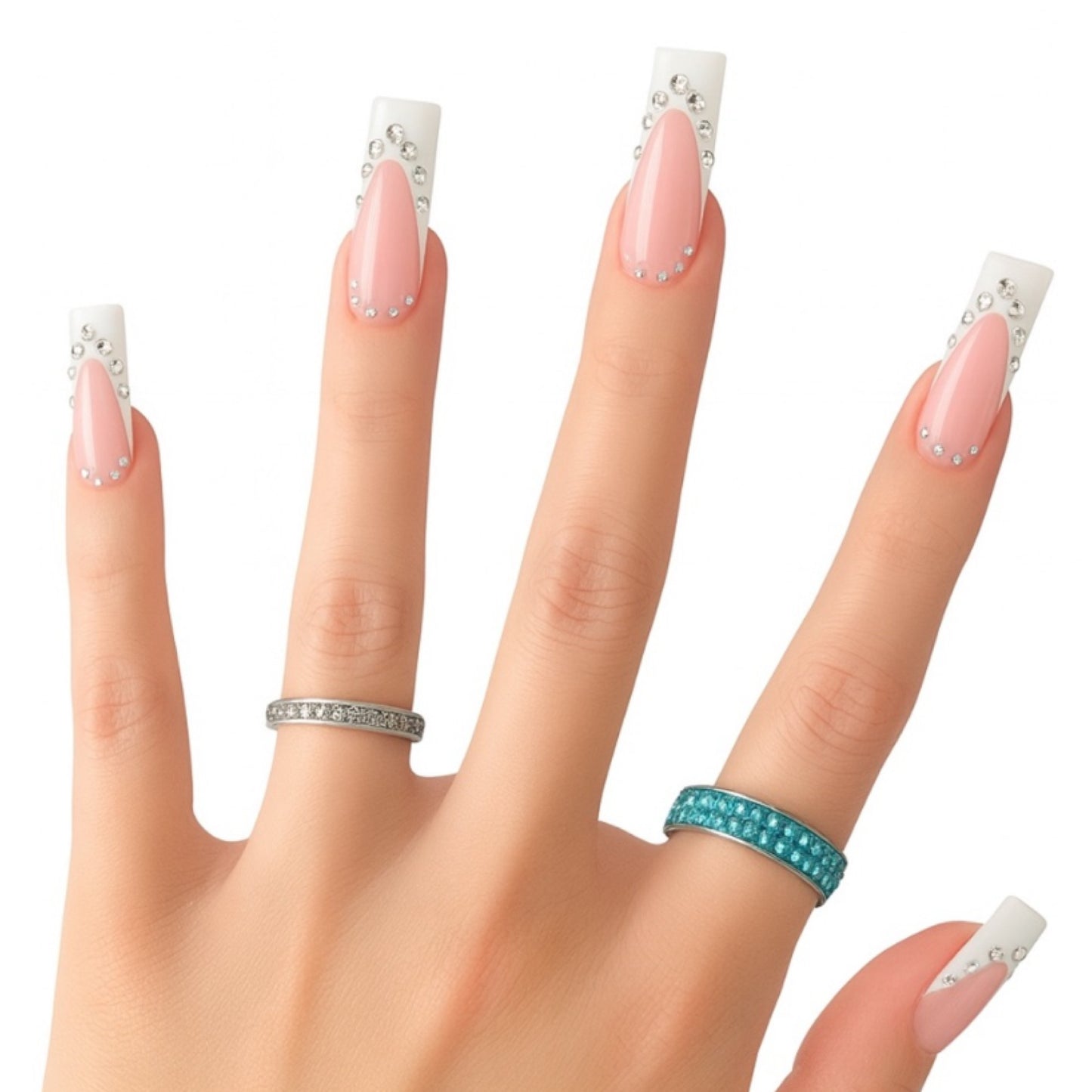 Sparkly Aqua Blue Crystal Eternity Band Ring | Stainless Steel | Hypoallergenic