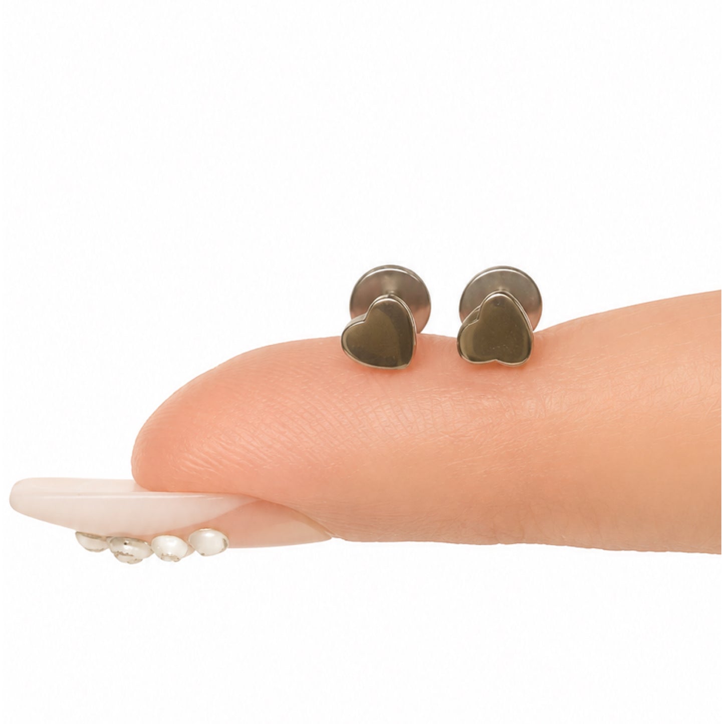 Tiny Heart Flat Back Stud Earrings