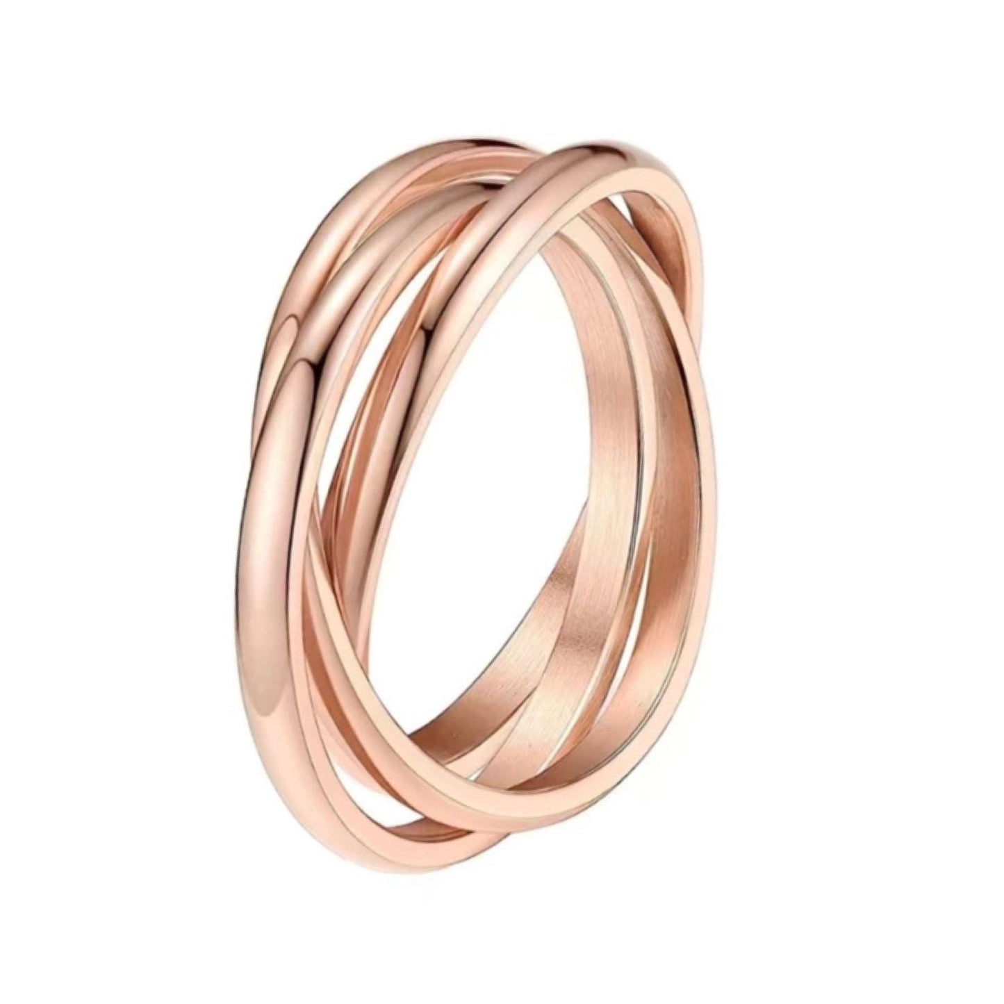 Rose Gold Triple Interconnected Stainless Steel Anxiety Fidget Ring