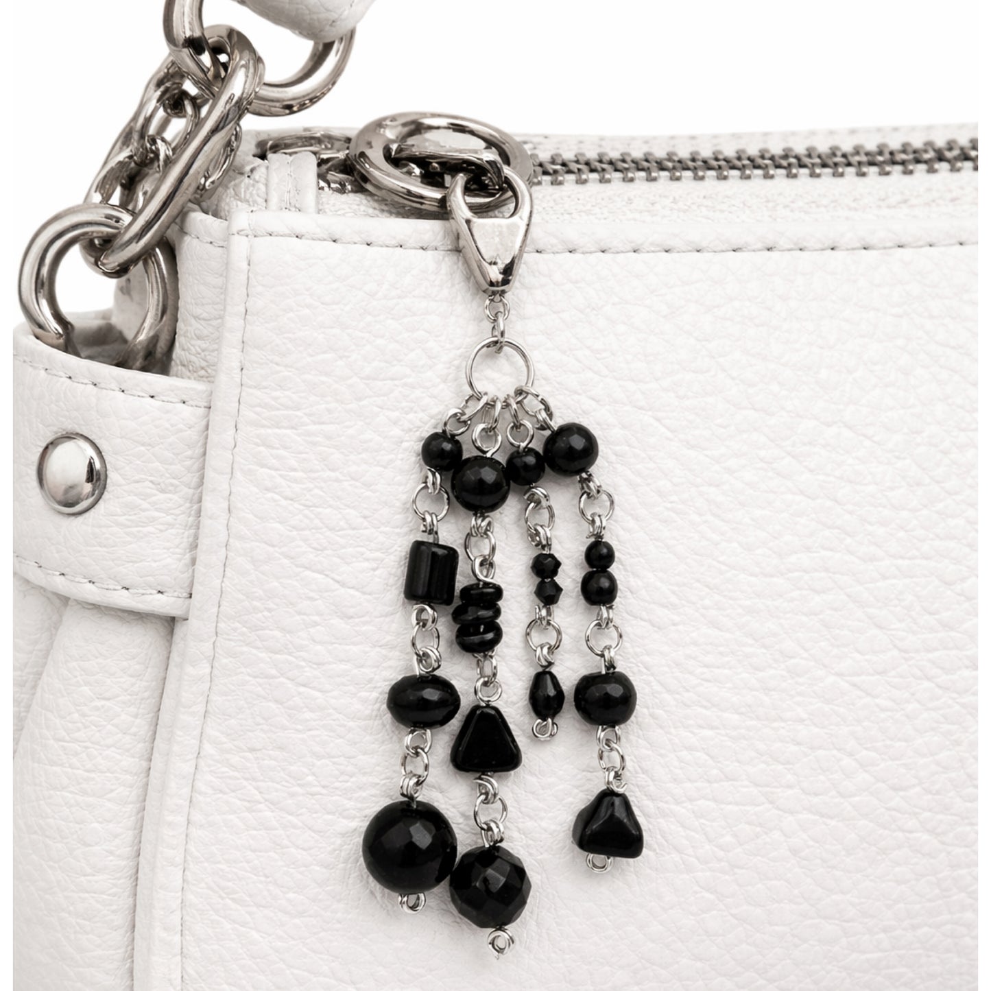 Black Beaded Charm - Keychain Bag Charm Zipper Pull
