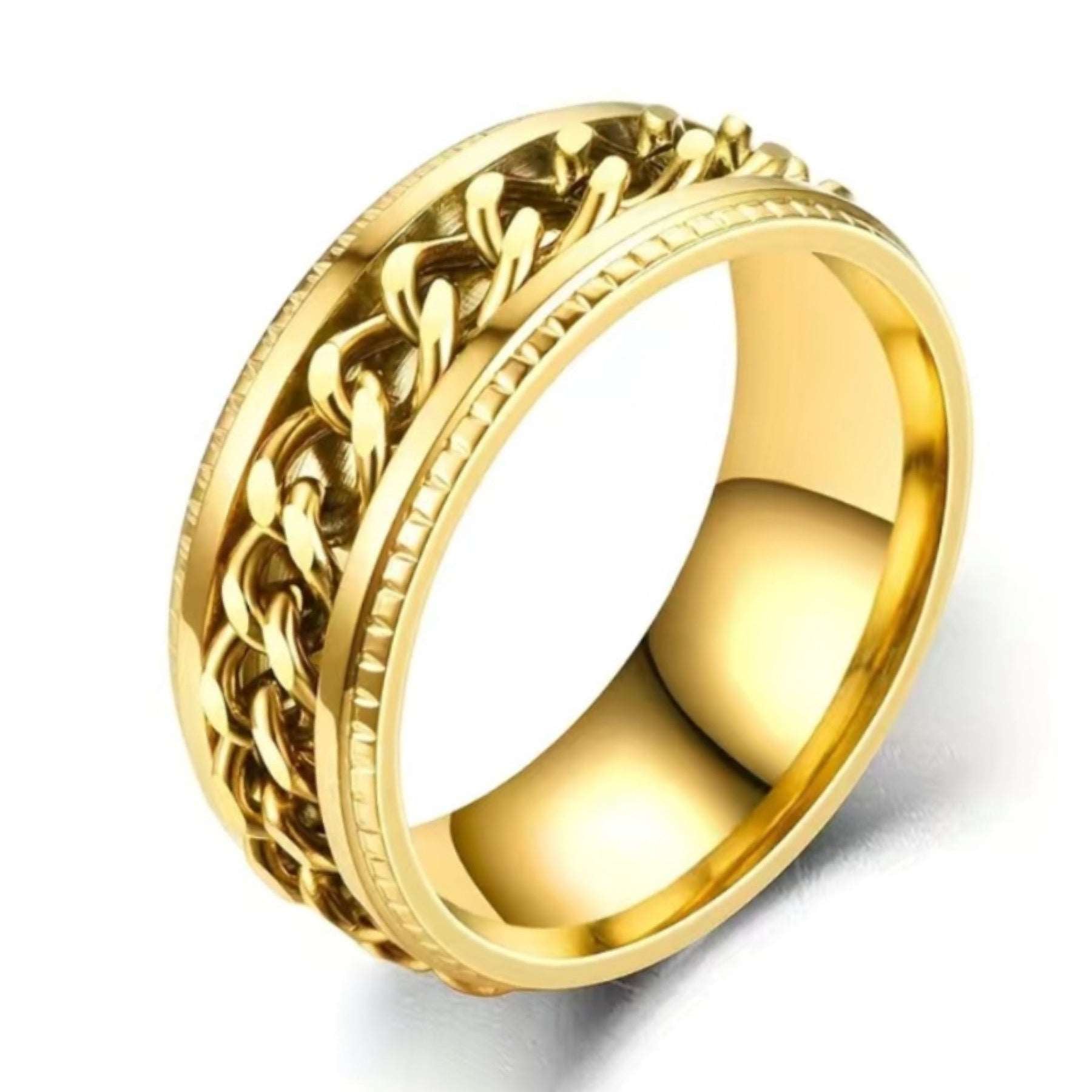 Gold Chain Anxiety Fidget Spinner Ring