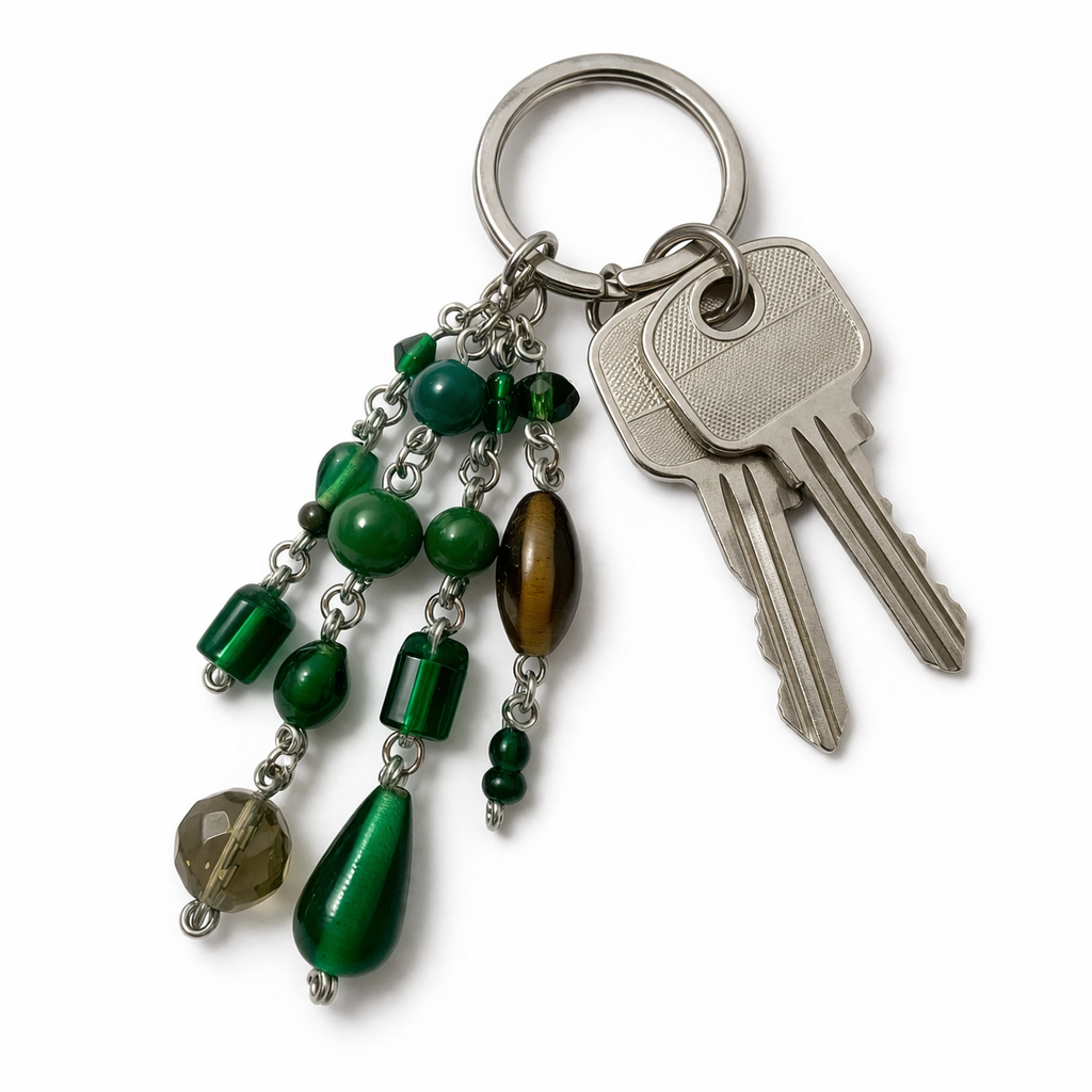 Green Beaded Charm - Keychain Bag Charm Zipper Pull