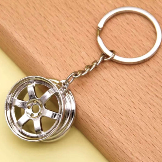 Silver Tire Rim Keychain