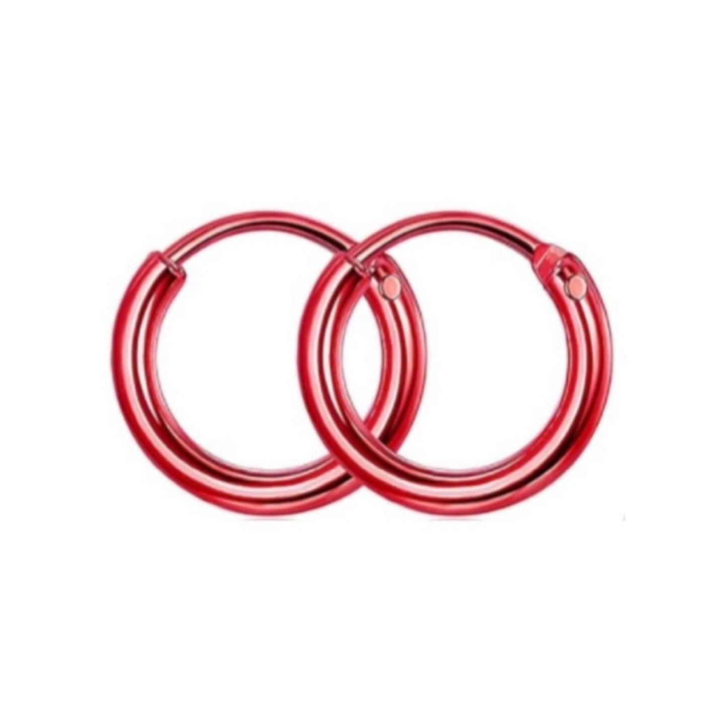 Red Huggie Hoop Earrings 8mm