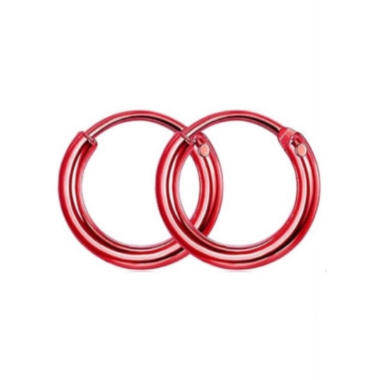 Red Huggie Hoop Earrings 8mm