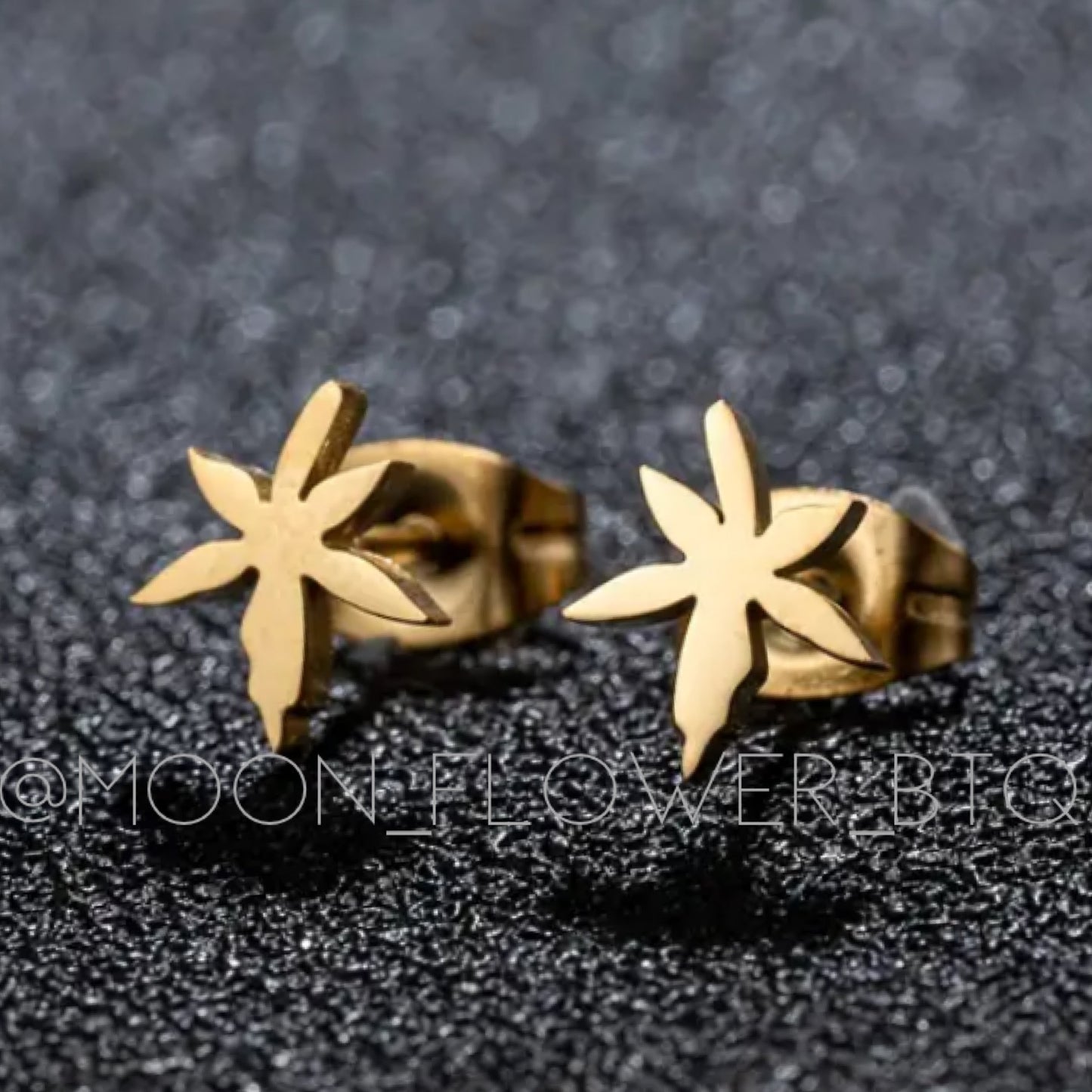 Tiny Gold Leaf Stud Earrings