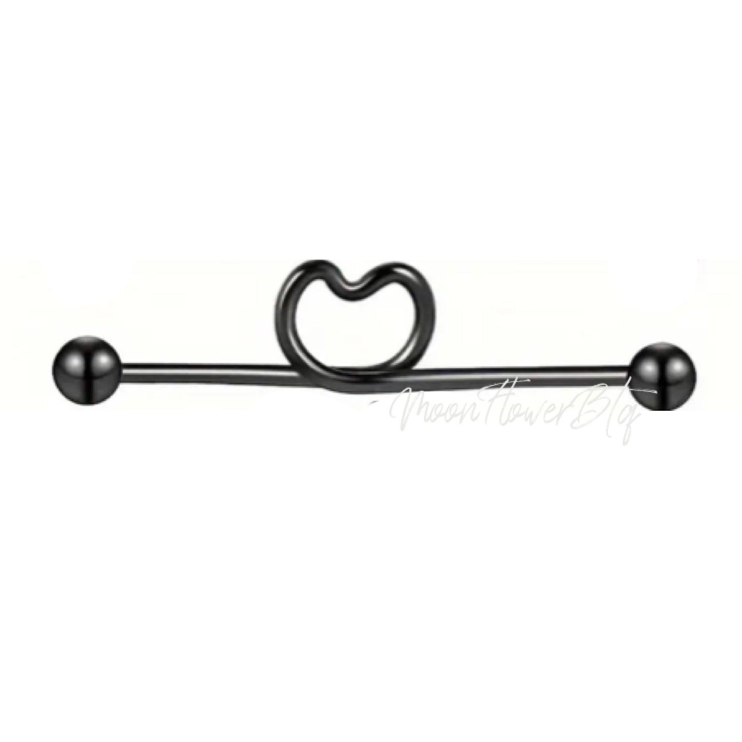 Black Heart Industrial Barbell Earring