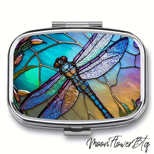 Colorful Dragonfly Pill Case Travel Container