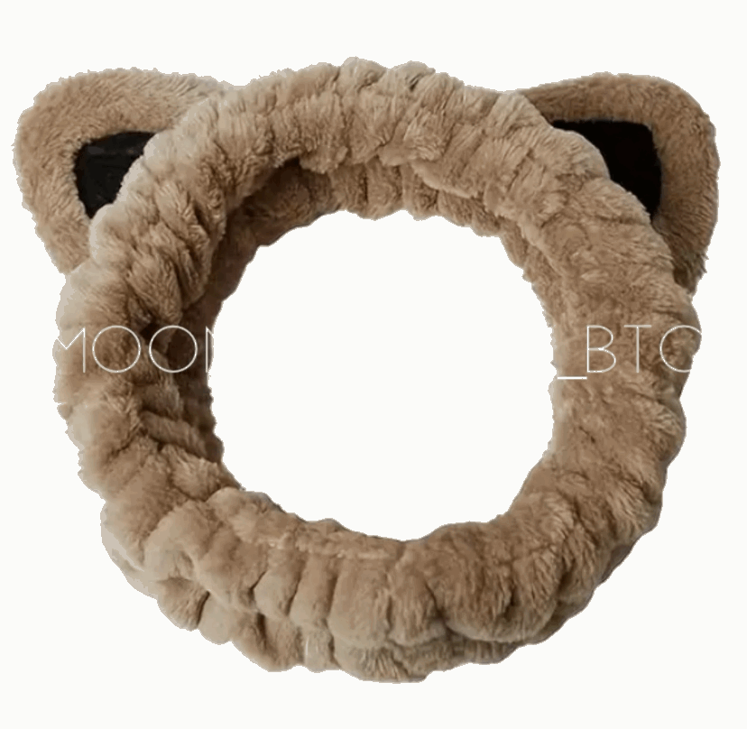 Brown Kitty Cat Plush Microfiber Facial Spa Headband