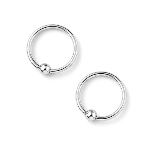 Very Tiny Silver Fixed Ball Hoop Earrings | 20G 6mm Hypoallergenic