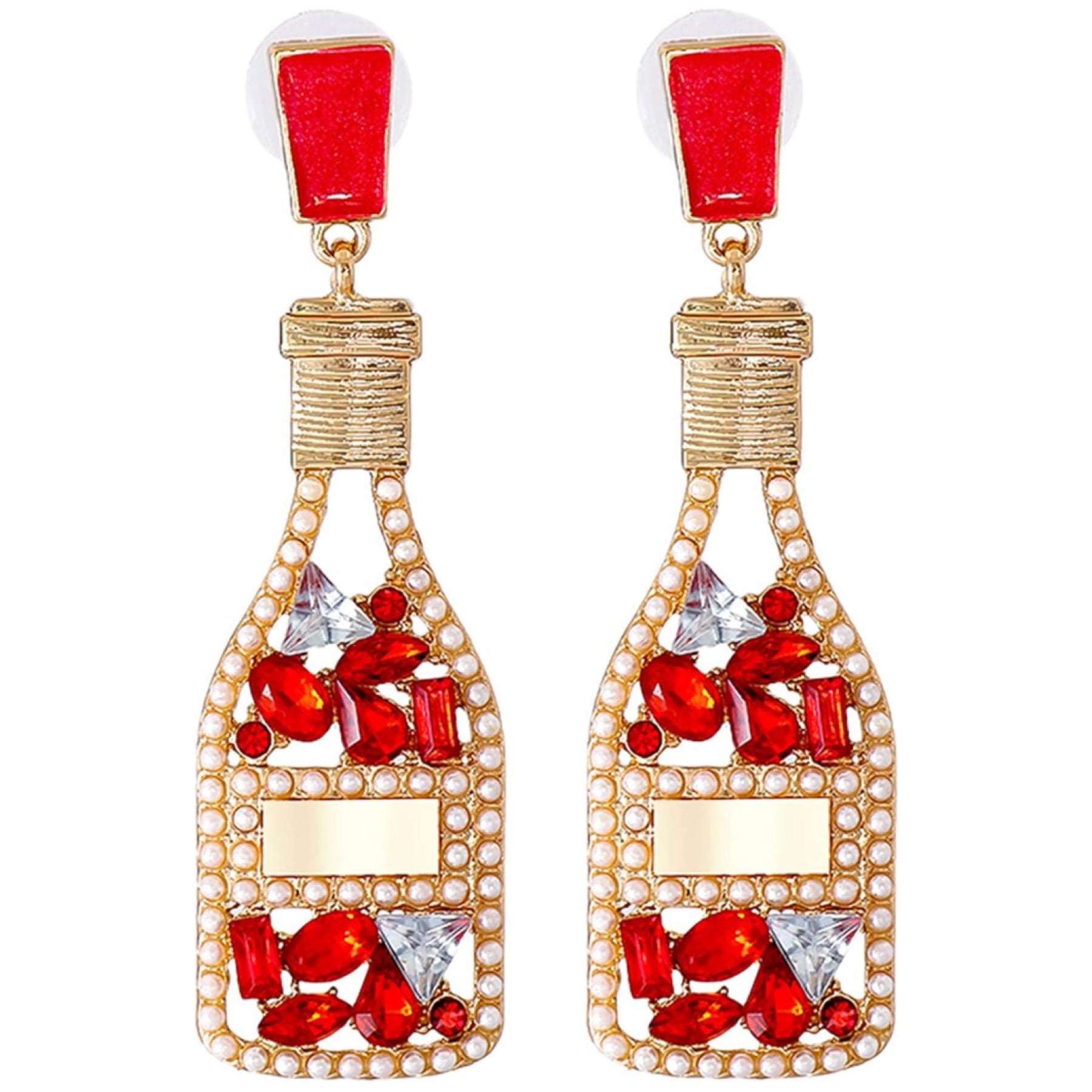 Red Champagne Bottle Earrings