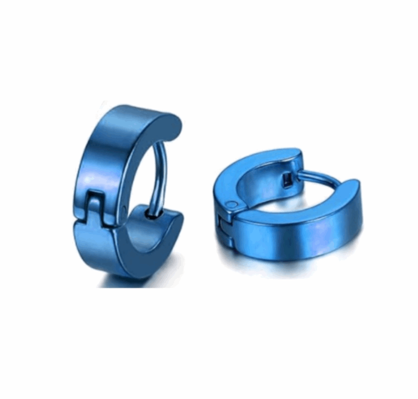 Blue Huggie Hoop Earrings