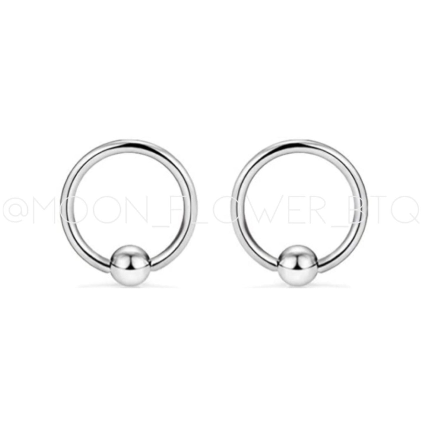 Small Fixed Ball Hoop Earrings 12mm