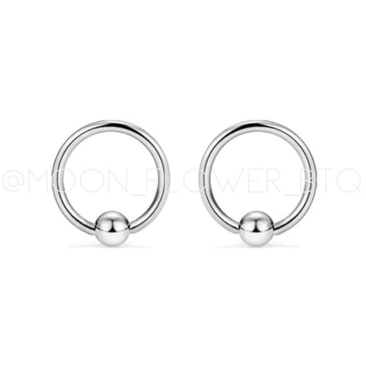 Small Fixed Ball Hoop Earrings 12mm