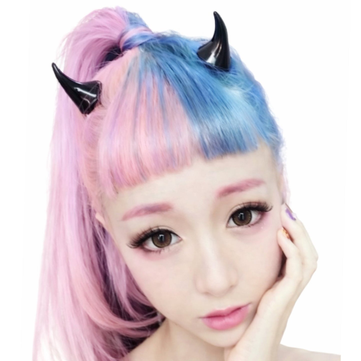 Black Devil Horn Hair Clips – Goth Demon Alt Hair Accessories (Pair)