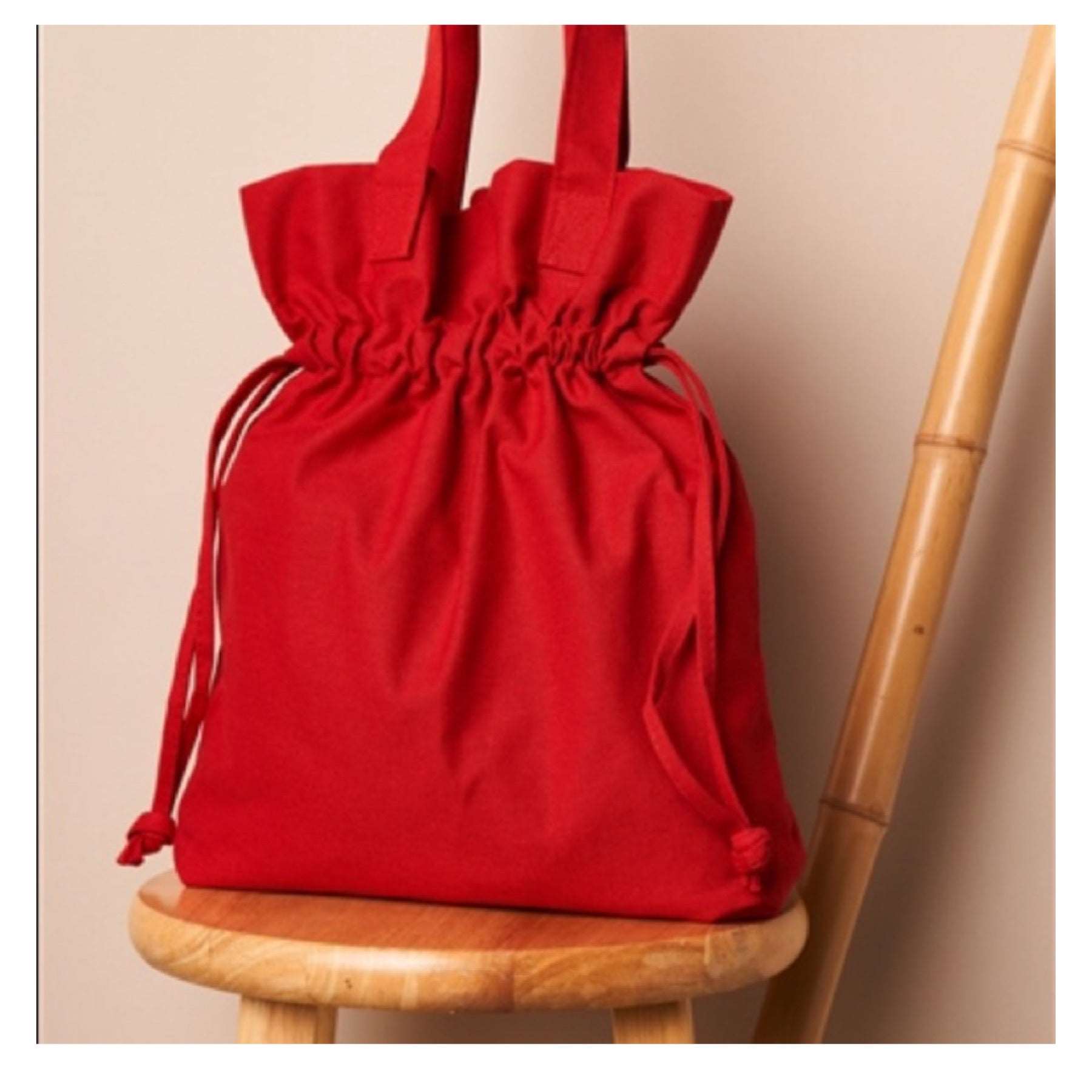 Red Drawstring Tote Bag